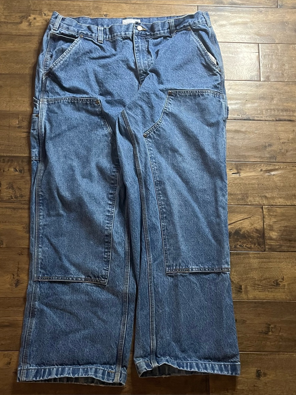 Y2K Baggy Double Knee Carpenter Blue Baggy Jeans #Baggy #carpenter